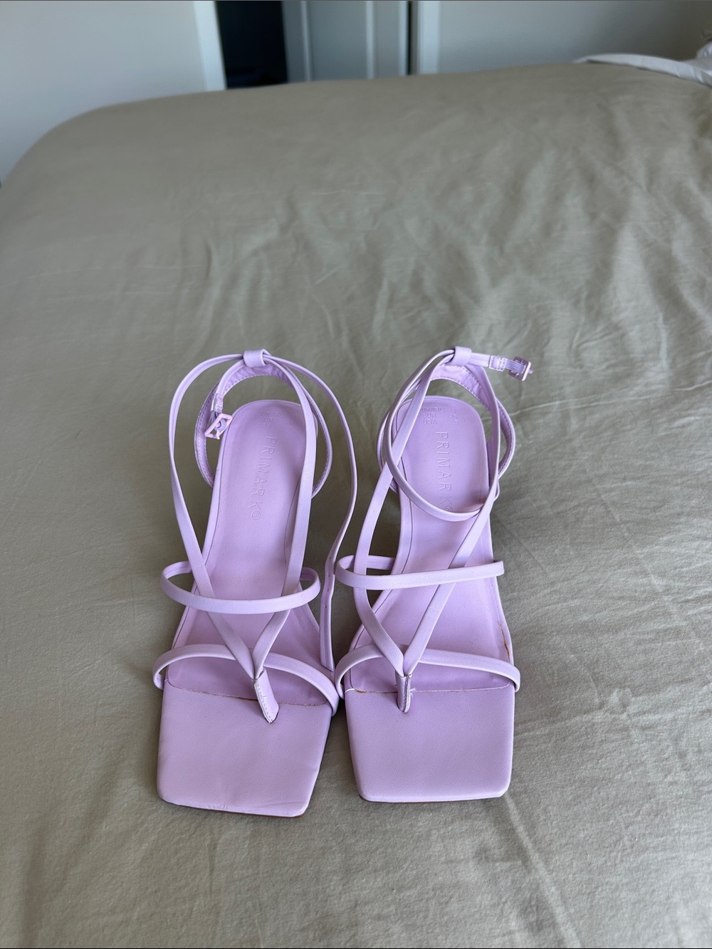 Primark Lilac Strappy Square-Toe Heels